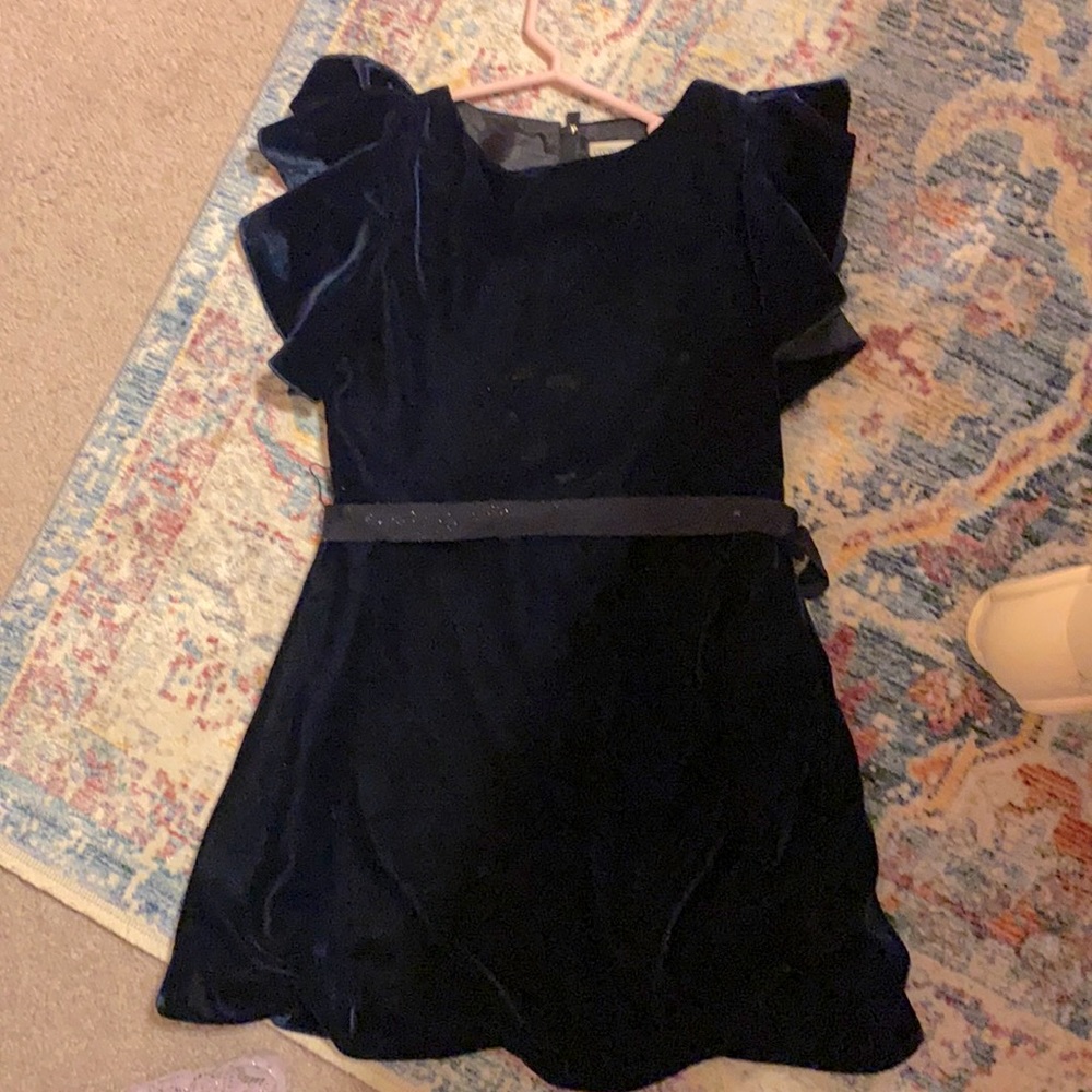 Navy blue velour j crew dress